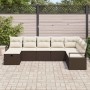 Conjunto de sofá de jardín con cojín 8 pcs Marrón y crema