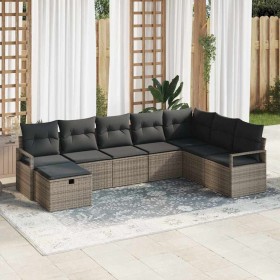 Conjunto de sofá de jardín 8 pcs Gris 287 x 177 x 85 cm