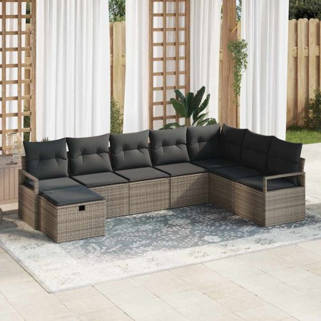 Conjunto de sofá de jardín 8 pcs Gris 287 x 177 x 85 cm