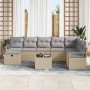 Conjunto de sofá de jardín con cojín 9 pcs beige y gris claro