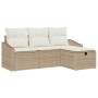 Conjunto de sofá de jardín con cojín 4 pcs Beige Poliratán