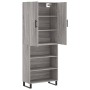 Aparador alto madera contrachapada gris sonoma 69,5x34x180 cm de vidaXL, Aparadores - Ref: Foro24-3196097, Precio: 131,56 €, ...