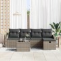 Conjunto de sofá de jardín con cojín 6 pcs Gris Poliratán