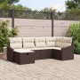 Conjunto de sofá de jardín con cojín 6 pcs Marrón y crema