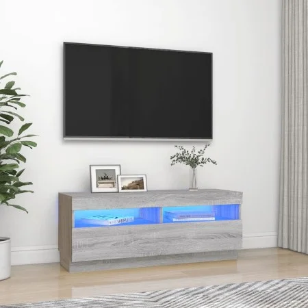 Mueble de TV con luces LED gris Sonoma 100x35x40 cm de vidaXL, Muebles TV - Ref: Foro24-815721, Precio: 61,13 €, Descuento: %