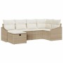 Conjunto de sofá de jardín con cojín 6 pcs Beige y Crema