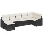 Conjunto de sofá de jardín con cojín 7 pcs Negro Poliratán