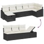 Conjunto de sofá de jardín con cojín 7 pcs Negro Poliratán