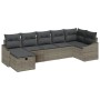 Conjunto de sofá de jardín con cojín 7 pcs Gris Poliratán
