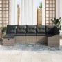 Conjunto de sofá de jardín con cojín 7 pcs Gris Poliratán