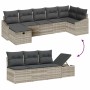 Conjunto de sofá de jardín con cojín 7 pcs Gris claro Poliratán