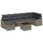 Conjunto de sofá de jardín con cojín 8 pcs Gris Poliratán