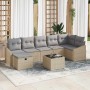 Conjunto de sofá de jardín con cojín 8 pcs Beige Poliratán