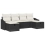 Conjunto de sofá de jardín con cojín 6 pcs Negro Poliratán