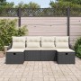 Conjunto de sofá de jardín con cojín 6 pcs Negro Poliratán