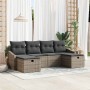 Conjunto de sofá de jardín con cojín 6 pcs Gris Poliratán
