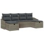 Conjunto de sofá de jardín con cojín 6 pcs Gris Poliratán