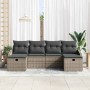Conjunto de sofá de jardín con cojín 6 pcs Gris Poliratán