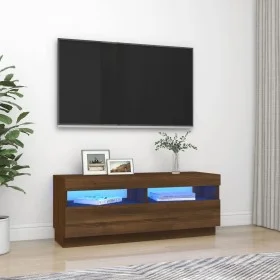 Mueble de TV con luces LED marrón roble 100x35x40 cm de vidaXL, Muebles TV - Ref: Foro24-815722, Precio: 61,63 €, Descuento: %
