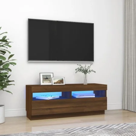 TV-Schrank mit LED-Leuchten Eiche braun 100x35x40 cm von vidaXL, TV-Möbel - Ref: Foro24-815722, Preis: 61,63 €, Rabatt: %
