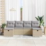 Conjunto de sofá de jardín con cojín 6 pcs Beige Poliratán