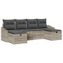 Conjunto de sofá de jardín con cojín 6 pcs Gris claro Poliratán