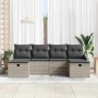 Conjunto de sofá de jardín con cojín 6 pcs Gris claro Poliratán