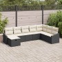 Conjunto de sofá de jardín con cojín 8 pcs Negro Poliratán
