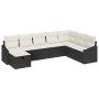 Conjunto de sofá de jardín con cojín 8 pcs Negro Poliratán