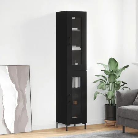 Aparador de madera contrachapada negro 34,5x34x180 cm de vidaXL, Aparadores - Ref: Foro24-3199426, Precio: 104,67 €, Descuent...