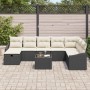 Conjunto de sofá de jardín con cojín 9 pcs Negro Poliratán