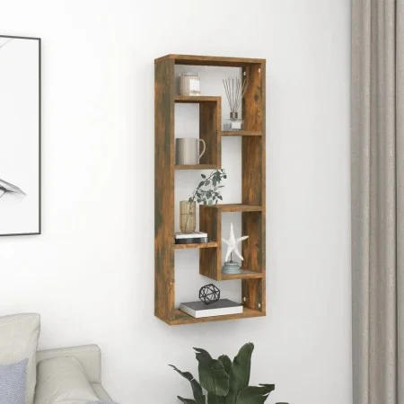 Smoked oak engineered wood wall shelf 36x16x90 cm by vidaXL, Shelves and shelves - Ref: Foro24-815846, Price: 35,24 €, Discou...