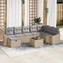 Conjunto de sofá de jardín con cojín 9 pcs Beige Poliratán