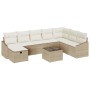 Conjunto de sofá de jardín con cojín 9 pcs Beige Poliratán