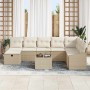 Conjunto de sofá de jardín con cojín 9 pcs Beige Poliratán