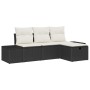 Conjunto de sofá de jardín con cojín 4 pcs Negro Poliratán