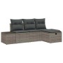 Conjunto de sofá de jardín con cojín 4 pcs Gris Poliratán
