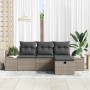 Conjunto de sofá de jardín con cojín 4 pcs Gris Poliratán