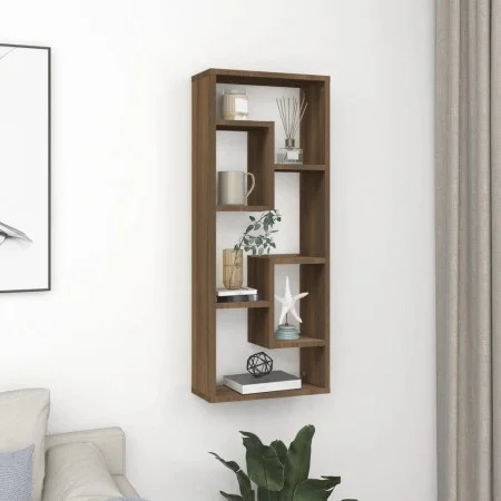 Oak brown engineered wood wall shelf 36x16x90 cm by vidaXL, Shelves and shelves - Ref: Foro24-815848, Price: 33,37 €, Discoun...
