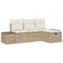 Conjunto de sofá de jardín con cojín 4 pcs Beige Poliratán
