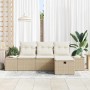 Conjunto de sofá de jardín con cojín 4 pcs Beige Poliratán
