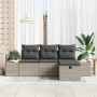Conjunto de sofá de jardín con cojín 4 pcs Gris claro Poliratán