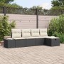 Conjunto de sofá de jardín con cojín 5 pcs Negro Poliratán