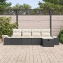 Conjunto de sofá de jardín con cojín 5 pcs Negro Poliratán