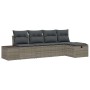 Conjunto de sofá de jardín con cojín 5 pcs Gris Poliratán