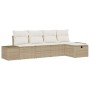 Conjunto de sofá de jardín con cojín 5 pcs Beige Poliratán