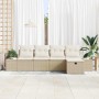 Conjunto de sofá de jardín con cojín 5 pcs Beige Poliratán