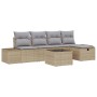 Conjunto de sofá de jardín con cojín 6 pcs Beige Poliratán