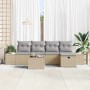 Conjunto de sofá de jardín con cojín 6 pcs Beige Poliratán