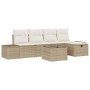 Conjunto de sofá de jardín con cojín 6 pcs Beige Poliratán